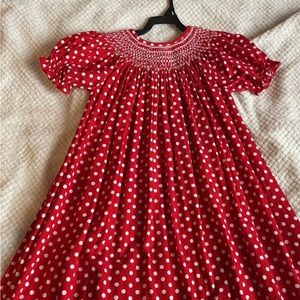Girls vintage smocked Christmas dress